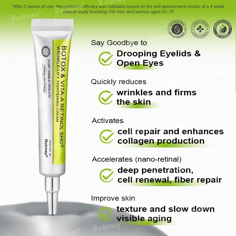 Rolimey® Botox & Vita-A Retinol Shot Wrinkle-Lift Verstevigende crème - Afbeelding 3
