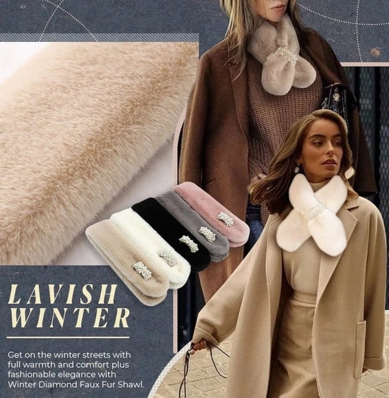 Winter diamant namaakbont wrap sjaal - Afbeelding 3