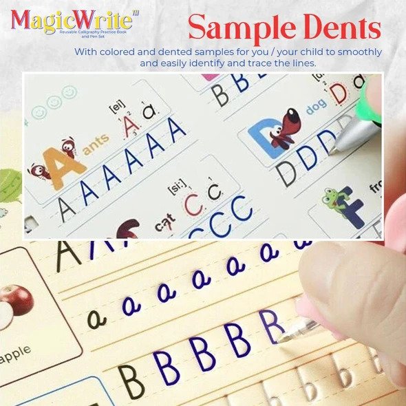 MagicWrite herbruikbaar kalligrafie oefenboek en pennenset - Afbeelding 3