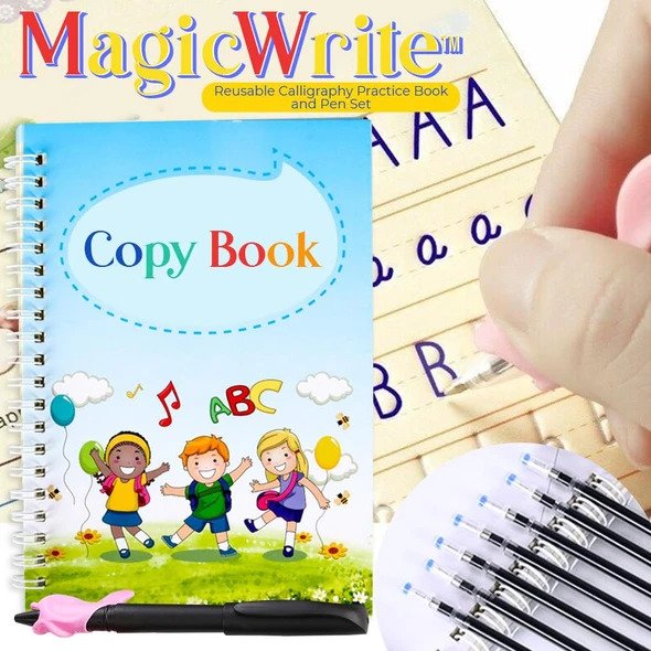 MagicWrite herbruikbaar kalligrafie oefenboek en pennenset - Afbeelding 4