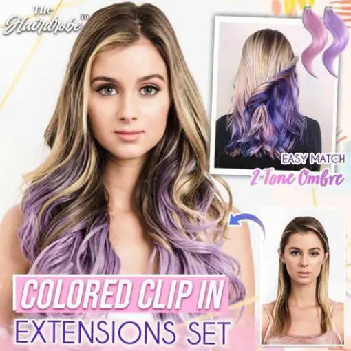 De Hairdrobe gekleurde clip-in extensionsset